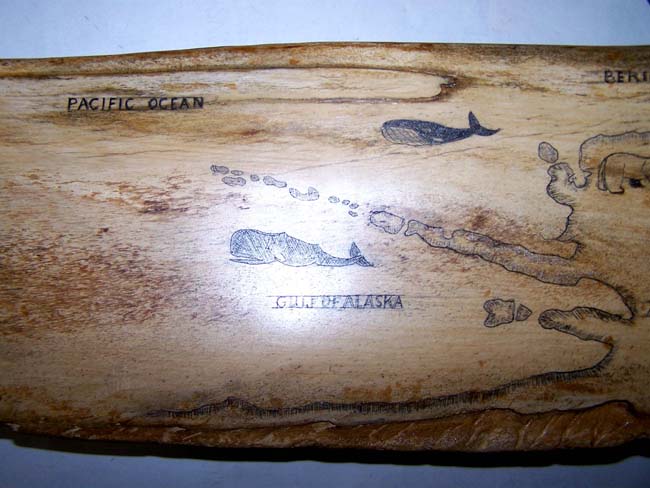 A Fine and Rare Whale's Jawbone Beautifully Scrimshawed and dated 1909. — image 7